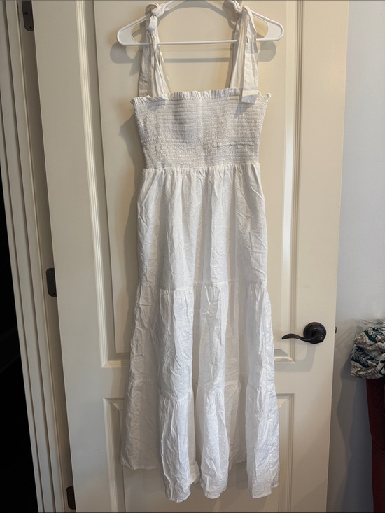 Petal & Pup Dresses & Skirts - Petal + Pup White Smocked Tie-Strap Maxi Dress